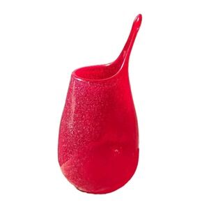 6.25" Murano-Style Hand Blown RED Seed GLASS  "TINY BUBBLES" SWUNG Mini BUD VASE